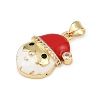 Christmas Brass Micro Pave Cubic Zirconia Enamel Pendants KK-B164-01G-02-2