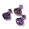 Rhombus Natural Amethyst Perfume Bottle Pendants G-H241-01D-P-1