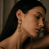 Alloy & Imitation Pearl Shell Shape with Coral Stud Earrings for Women WG4E17D-01-2