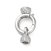 Rack Plating Brass Micro Pave Cubic Zirconia Fold Over Clasps ZIRC-P117-02A-P-1