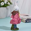 Resin Standing Rabbit Statue Bunny Sculpture Tabletop Rabbit Figurine for Lawn Garden Table Home Decoration ( Pink ) JX083A-3
