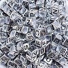 Antique Silver Plated Large Hole Acrylic European Beads X-PACR-Q099-01-3