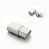 Tarnish Resistant Rectangle 304 Stainless Steel Matte Surface Magnetic Clasps with Glue-in Ends STAS-M195-06-1