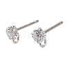Rhodium Plated 925 Sterling Silver Ear Stud Findings STER-F058-01P-07-1