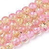 1Strand Two Tone Transparent Crackle Glass Round Beads Strands X-CCG-Q002-8mm-03-1