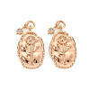 Brass White Opal Rhinestone Pendants X-KK-S364-217-1