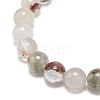 Natural Green Lodolite Quartz/Garden Quartz Round Beaded Stretch Bracelet BJEW-JB08919-02-5