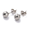 Textured Round Bead 304 Stainless Steel Stud Earring Findings EJEW-O104-01P-A-2