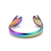 Ion Plating(IP) Rainbow Color  304 Stainless Steel Double Hand Hug Open Cuff Ring for Women RJEW-C025-08B-M-3