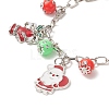 Christmas Tree & Santa Claus Alloy Enamel & Acrylic Charm Bracelet BJEW-JB09301-4
