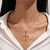 Alloy Full Crystal Rhinestone Religion Cross Pendant Cable Chain Necklaces for Women PW-WG8E4F5-01-2