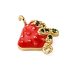 Brass Micro Pave Green Cubic Zirconia Fruit Connector Charms KK-I276-15G-A01-2