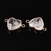 Natural Quartz Crystal Love Heart Pendants G-T138-205C-G-2