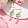 Butterfly Transparent Glass with Natural White Jade Dangle Earrings EJEW-JE05804-02-2