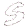 Brass Pave Pink Cubic Zirconia Heart Link Chain Necklaces KK-CBA4547-16A-P-5