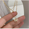 Butterfly Alloy Crystal Rhinestone Pendant Double Layer Necklaces for Women WGB64F3-02-1