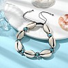 Synthetic Turquoise & Natural Shell Braided Bead Bracelets BJEW-TA00417-2