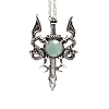 Natural Green Aventurine Dragon Sword Pendant Necklace G-PW0004-67B-1