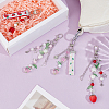4Pcs 4 Colors Strawberry Pendant Decorations HJEW-PH0001-98-4