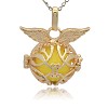 Golden Tone Brass Cage Pendants KK-J213-16G-1