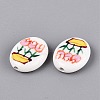 Hand Painted Tulip Flower Oval Porcelain Beads PORC-N012-11C-2