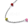 304 Stainless Steel with Enamel Satellite Chain Necklaces NJEW-G117-01P-01-2