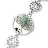 Flat Round with Tree of Life Natural & Synthetic Gemstone Chips Pendant Decorations HJEW-JM02335-4