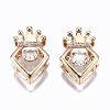 Brass Micro Pave Clear Cubic Zirconia Slide Charms GLAA-S193-020-1