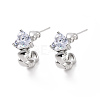 Rack Plating Brass Micro Pave Cubic Zirconia Stud Earrings EJEW-F297-01P-2