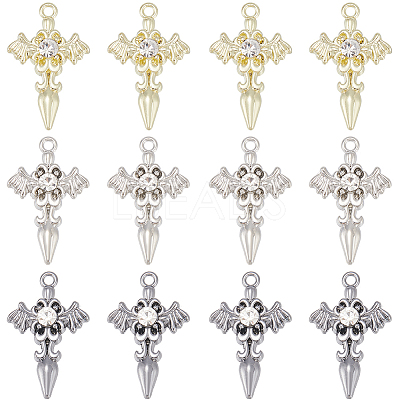 24Pcs 3 Colors Alloy with Rhinestone Pendants FIND-SP0001-91-1