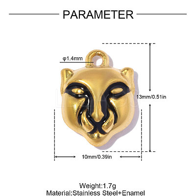 304 Stainless Steel with Black Enamel Charms SA-OY001-91G-1