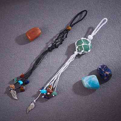 12Pcs Wing Braided Nylon Cord Macrame Pouch Pendant Decorations AJEW-SW00009-04-1