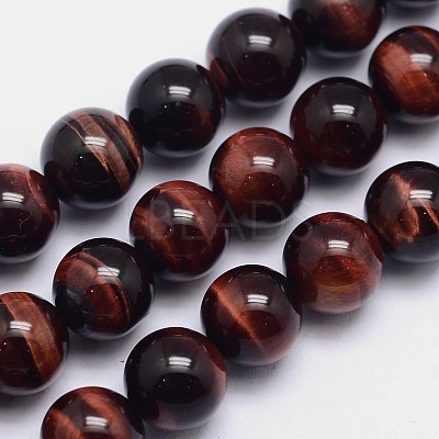 Natural Tiger Eye Round Bead Strands G-L411-06-10mm-1