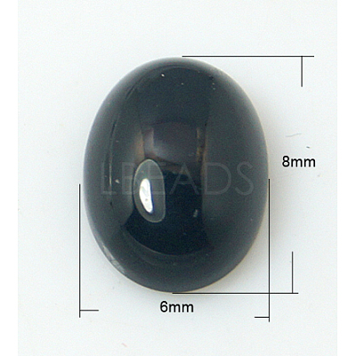 Natural Dyed & Heated Black Agate Cabochons X-G-BA8x6x3-1