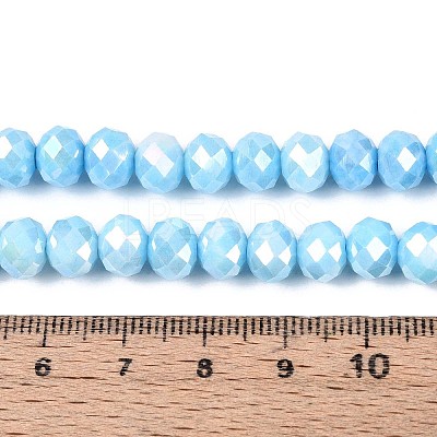 Anti-Tarnish Electroplate Rondelle Glass Beads Strands EGLA-T021-8mm-17-03-1