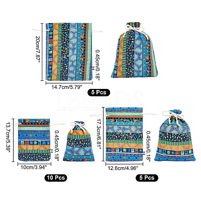 20Pcs 3 Styles National Style Cloth Storage Bag ABAG-CA0001-09-1