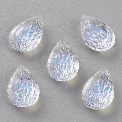 Embossed Glass Rhinestone Pendants GLAA-J101-05A-001SI-1