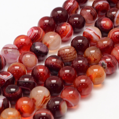 Natural Striped Agate/Banded Agate Bead Strands G-K155-B-10mm-01-1