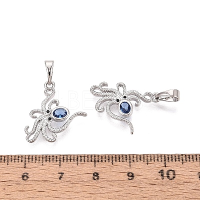 Brass Micro Pave Cubic Zirconia Pendants X-KK-Q073-09P-1