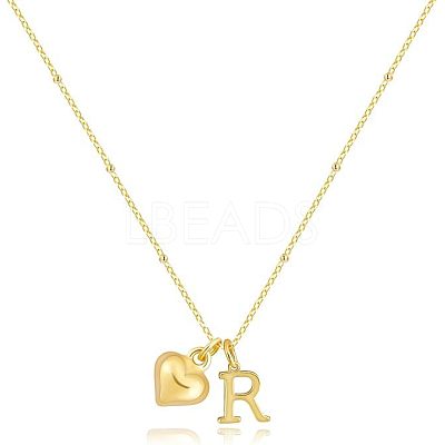 Brass Initial and Heart Pendant Necklaces for Women FS-WG01F32-18-1