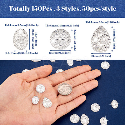 150Pcs 3 Styles Druzy Resin Cabochons RESI-CW0001-16-1