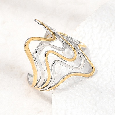 304 Stainless Steel Cuff Open Rings for Women SA-CBA82C8-19GP-1