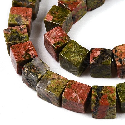 Natural Unakite Beads Strands X-G-T139-6x6-08A-1