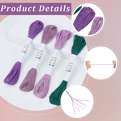 4 Skeins 4 Colors 6-Ply Cotton Embroidery Floss EMBR-WH20001-003C-1