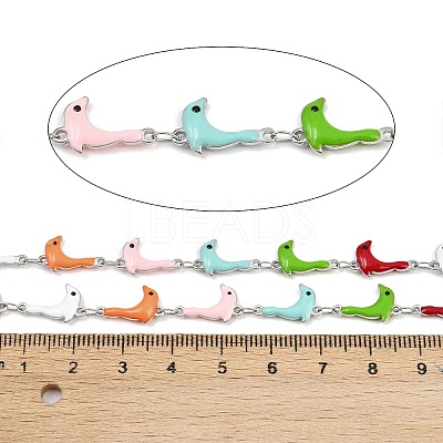 304 Stainless Steel Enamel Sea Lion Link Chains CHS-F023-01I-P-1
