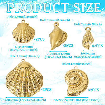 10Pcs 5 Styles 304 Stainless Steel Pendants STAS-TA0003-11-1