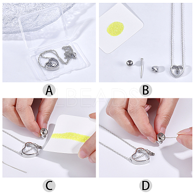 1Pc 304 Stainless Steel Heart Pendant Urn Ashes Necklaces NJEW-CN0001-19P-1