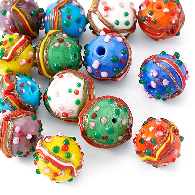 14Pcs 7 Colors Handmade Lampwork Bumpy Beads LAMP-TA0002-42-1