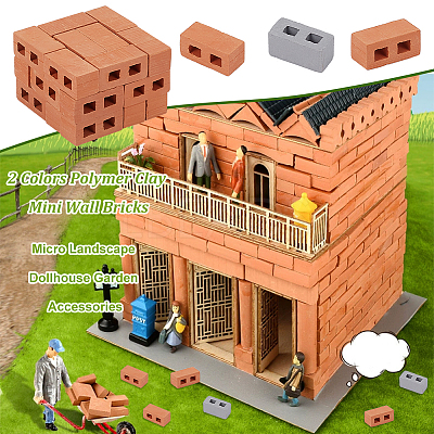 2 Colors Polymer Clay Mini Wall Bricks AJEW-OC0005-03A-1