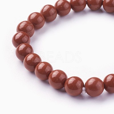 Natural Red Jasper Beads Stretch Bracelets BJEW-F380-01-B02-1